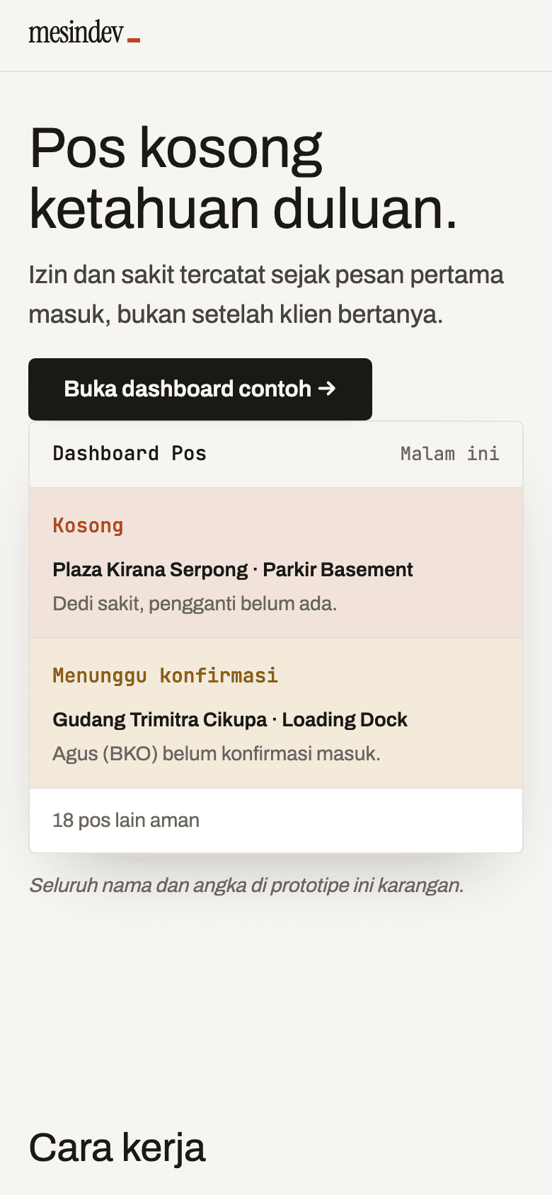 Layar HP contoh sistem Alih daya