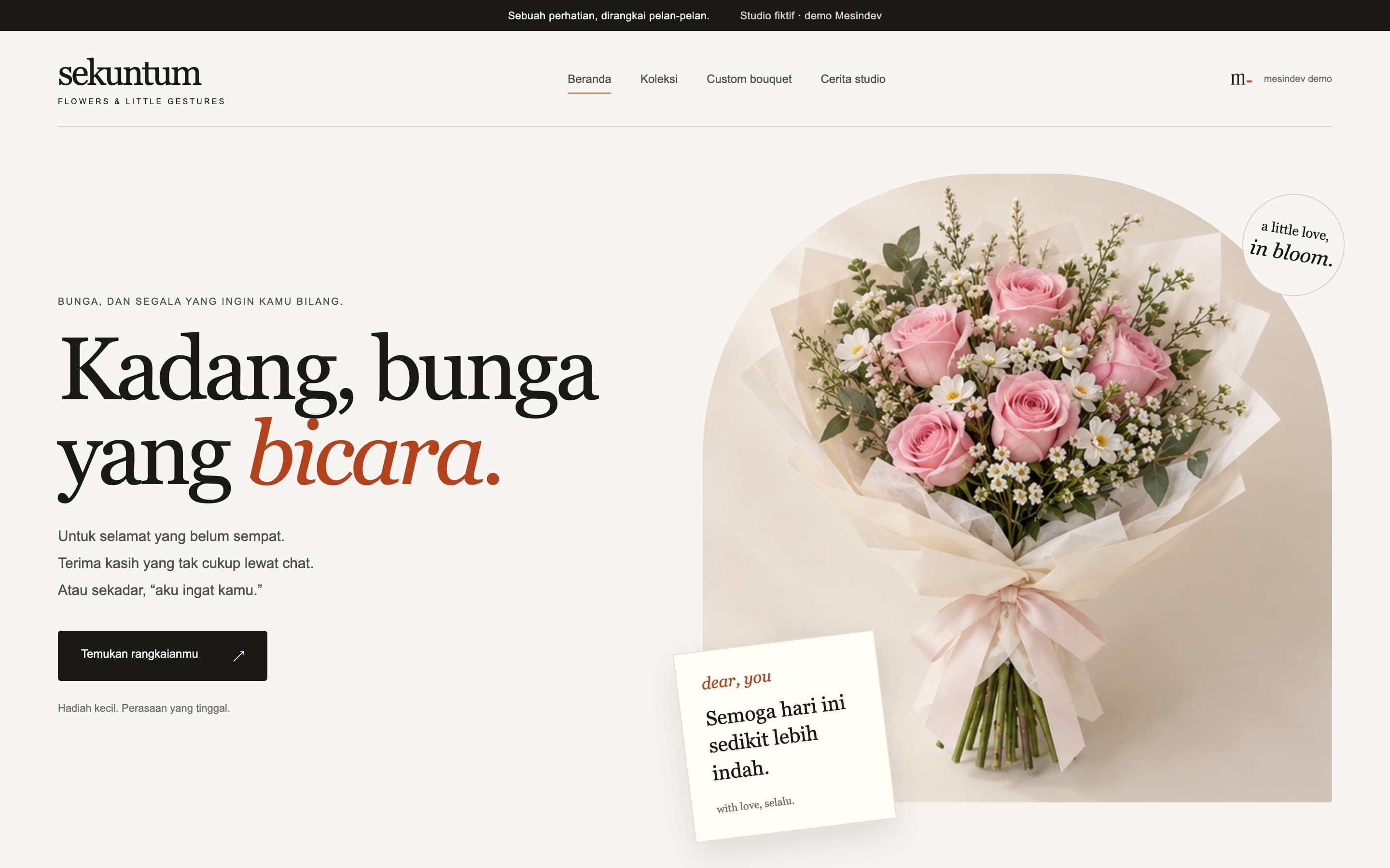 Layar komputer contoh sistem Toko bunga